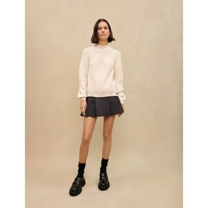 Maje Women's Braided Knit Sweater Size 1/S Ecru Old Money Preppy MSRP $385